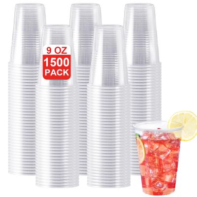 SIUQ 1500 Pack 9 oz Plastic Cups, Clear Disposable Plastic Cups, Cold Water Party Drinking Cups for Party, Picnic, BBQ, Wedding, Travel, Thanksgiving, Christmas