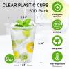 SIUQ 1500 Pack 9 oz Plastic Cups, Clear Disposable Plastic Cups, Cold Water Party Drinking Cups for Party, Picnic, BBQ, Wedding, Travel, Thanksgiving, Christmas view 3