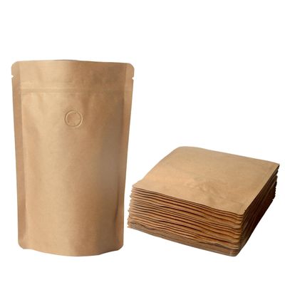 100 Pack Kraft Coffee Bags with Zipper Lock, High Barrier Resealable Stand Up Coffee Pouches, Degassing Valve for Coffee, Size for 4oz/ 100 Grams Beans or Grounded