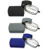 REAVEE 3 Pack Folding Reading Glasses for Men Women, Blue Light Blocking Computer Readers Spring Hinge with Small Compact Case, Black Blue Grey 2.5 view 1