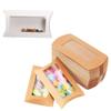 30pcs Kraft Paper Mini Pillow Packaging Box with Clear Window, Box Treat Gift Packaging Box for Bakery Candy Chocolate Jewelry Display Wedding Party Favor ( medium-sized, 6.3 x 2.83 x 0.98 inches) view 4