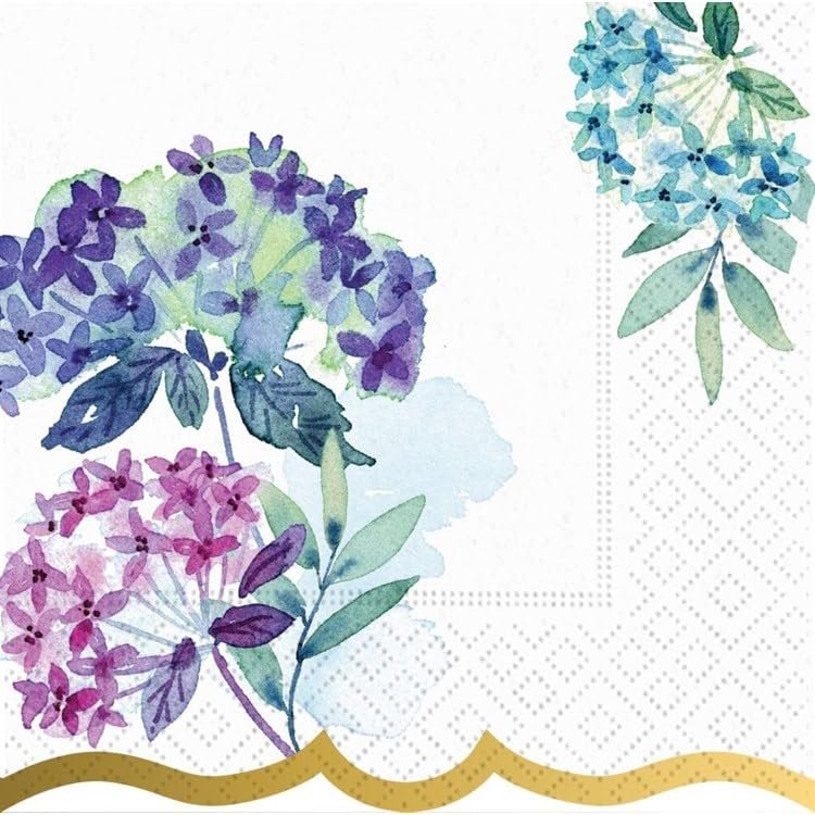 Design Design Elegant Hydrangea Beverage Shaped Napkin, Party Supplies