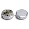 Pill Box Round Small Container for Pills Pocket Pill Case Pattern on Black Portable Travel Pillbox Metal Pill Organizer Cute Pill Container Holder Vitamin Organizer view 3