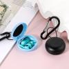 Giantree 2pcs Earplug Cases, Round Potable Ear Plug Holder with Keychains, Potable Mini Storage Case for Business Trip Storage Earbuds Trinkets Pills (Black+Blue) view 2