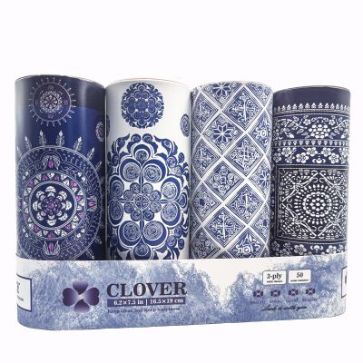 CLOVER Round Tube Facial Tissues & Car Tissues - Travel Tissues in Compact Cylinder for Cup Holder, Office, Bedroom, Vanity (Lition, 3-Ply, Pack of 4)
