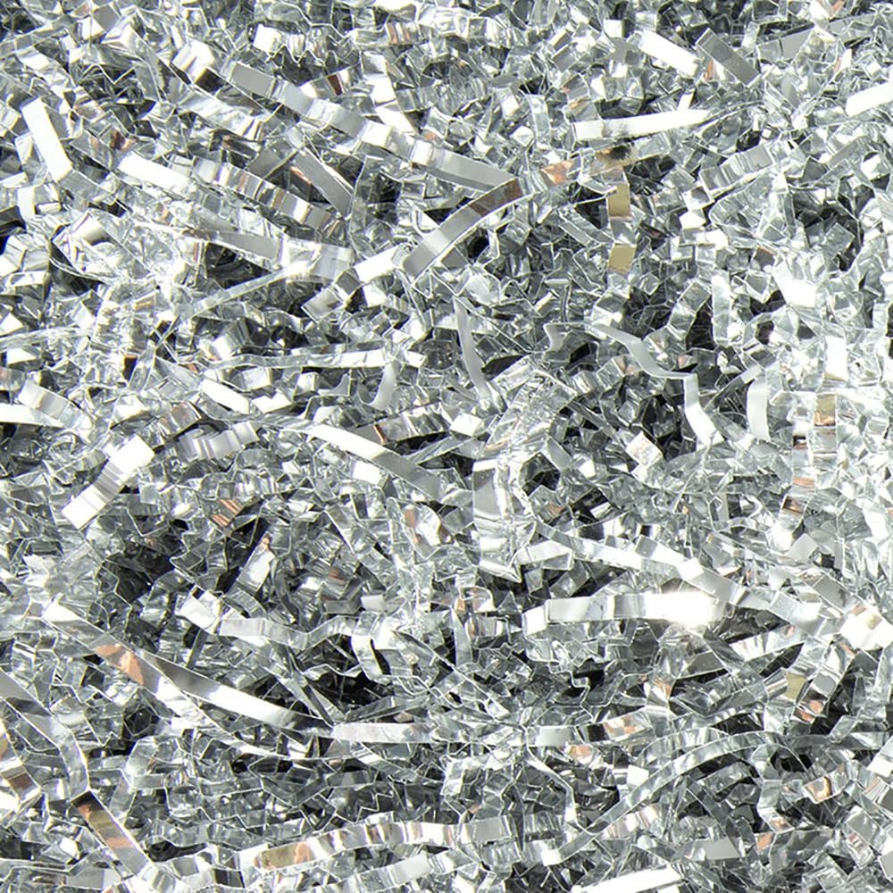 UUYYEO 100 Grams Crinkle Cut Paper Shred Filler Gift Box Stuffing Paper Basket Filling Crinkle Paper Gift Wrapping Filler for Birthdays Weddings Anniversaries Silver