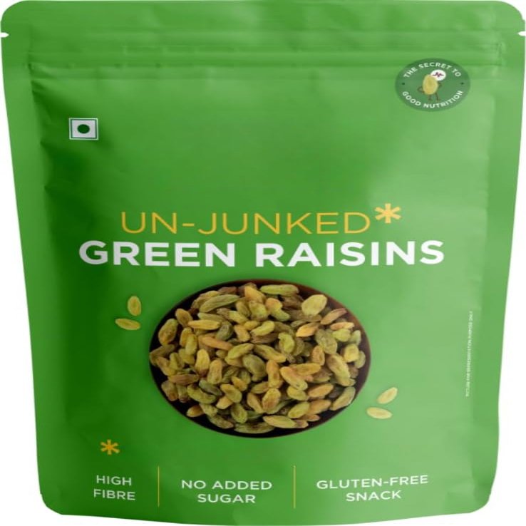 Premium Green Raisins, Dried Kishmish Without Seeds,100% Natural & Gluten-Free Munakka Dry Fruit, Rich in Fiber, Iron, Calcium & Boosts Immunity, Delicious -500gm