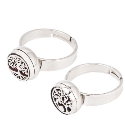 Agatige Essential Oil Diffuser Ring, Stainless Steel Ring Opening Adjustable Aromatherapy Essential Oil Ring Portable Jewelry Aromatherapy Diffusers Ring for Women(#2)