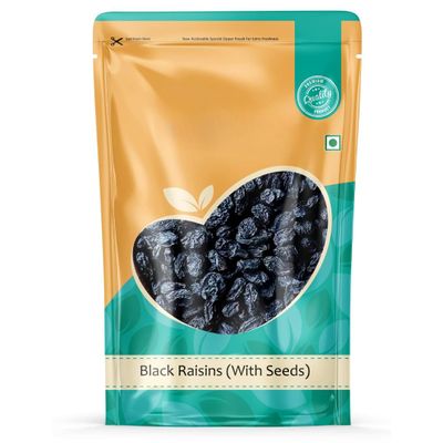 Premium Afghani Black Raisins With Seeds Kali Kishmish | Munakka Dry Fruits | Delicious & Healthy Snack | High in Antioxidants, Naturally Sweet & tasty -200 gm