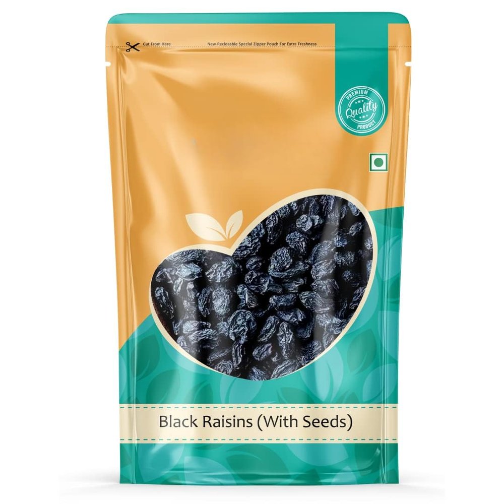 Premium Afghani Black Raisins With Seeds Kali Kishmish | Munakka Dry Fruits | Delicious & Healthy Snack | High in Antioxidants, Naturally Sweet & tasty -200 gm