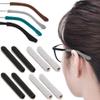 4 Pairs Eye Glasses Ear Grippers, Soft Knitting Cotton Arm Cushion for Glasses Behind Ear, Anti Slip Eye Glass Ear Grips, Non Slip Ear Pads for Glasses, Eyeglasses Temple Tips for Pain (Black&Grey) view 1