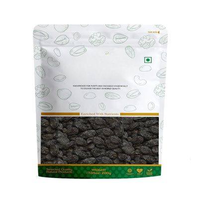 Black Raisin (Afghani Seedless) Dry Grapes,Rich In Nutiritons| No added Preservatives | Rich In Iron| Healthy Sweet & Tasty - 200 Gm