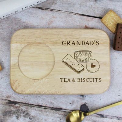 eBuyGB Personalised Engraved Grandad's Tea and Biscuit Serving Board, Gift for Grandpa, Papa, Taid