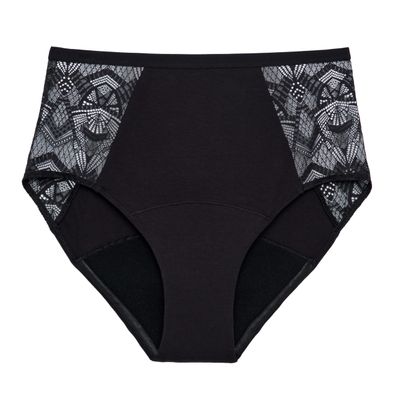 Thinx Ultra-Soft Period Underwear, Hi-Waist Leakproof Underwear for Women, Holds Up to 12 Regular Tampons, Period Panties, Reusable, Comfortable, & Flexible, Spicy with Lace, 2X