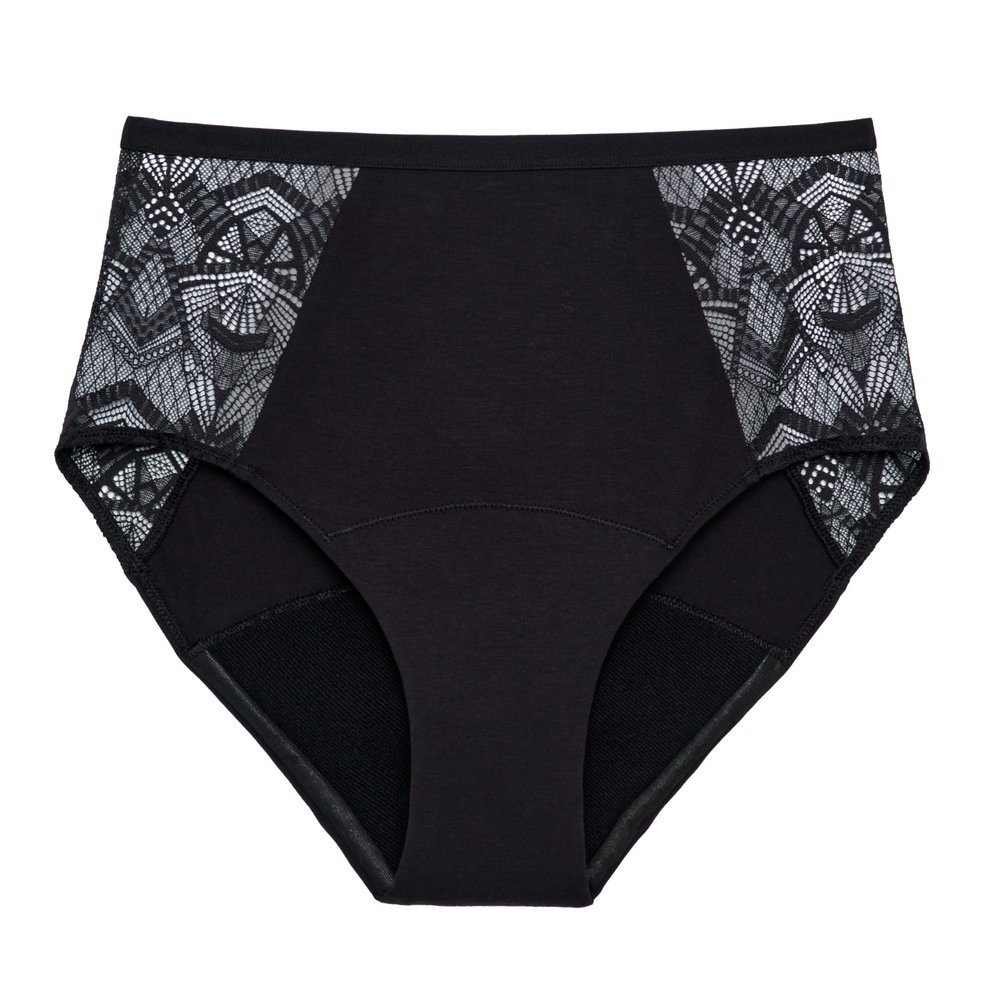 Thinx Ultra-Soft Period Underwear, Hi-Waist Leakproof Underwear for Women, Holds Up to 12 Regular Tampons, Period Panties, Reusable, Comfortable, & Flexible, Spicy with Lace, 2X
