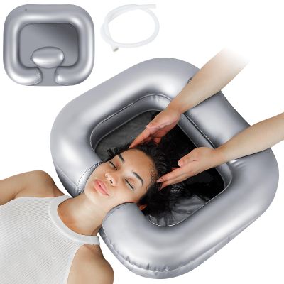 Inflatable Shampoo Basin, Portable Shampoo Bowl, Hair Washing Basin for Bedridden. Portable Sink for Washing Hair with Neck Support & Drain Hose - Good for All Hair Types