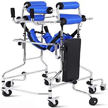120kg/260lbs Rollator Walker with 8 Round Wheels,Support Walking Frame with Height Width Adjustment, Walker for Disabled Adults/Kids Rehabilitation Training