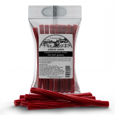 Amish Good Gourmet Licorice Twist Candy - Premium Sweet & Chewy Treat, Cinnamon Jumbo Licorice Twist Perfect Snack Under 100 Calories