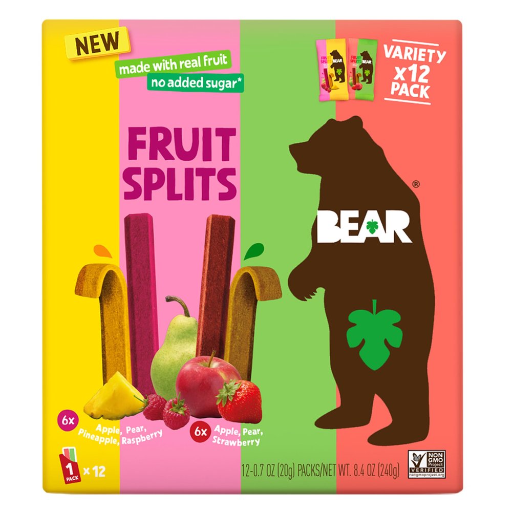 Bear, Fruit Splits Variety Pack 12 Count, 8.4 Ounce