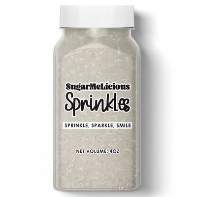 SugarMeLicious Coarse Sprinkles, Delicious Edible Sanding Sugar Sprinkles For Decorating Cakes, Cupcakes, Cookies, Ice Cream And Desserts, Vibrant Colors, Food-Safe & Resealable Pouch, (4 oz, White)