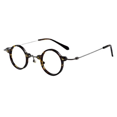 BETSION Blue Light Blocking Glasses Computer Game Vintage Small Round Acetate Eyeglasses Frames (Leopard, 5, Diopters)