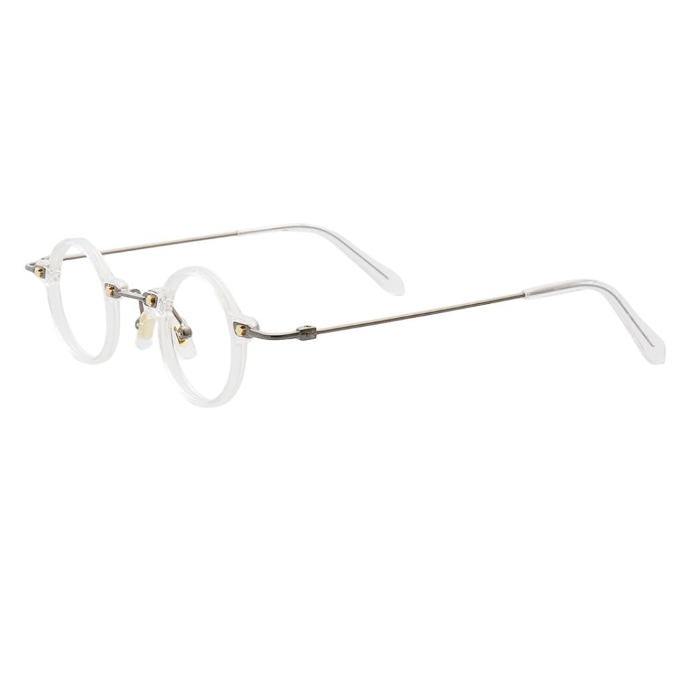 BETSION Blue Light Blocking Glasses Computer Game Vintage Small Round Acetate Eyeglasses Frames (Crystal, 4.5, Diopters)