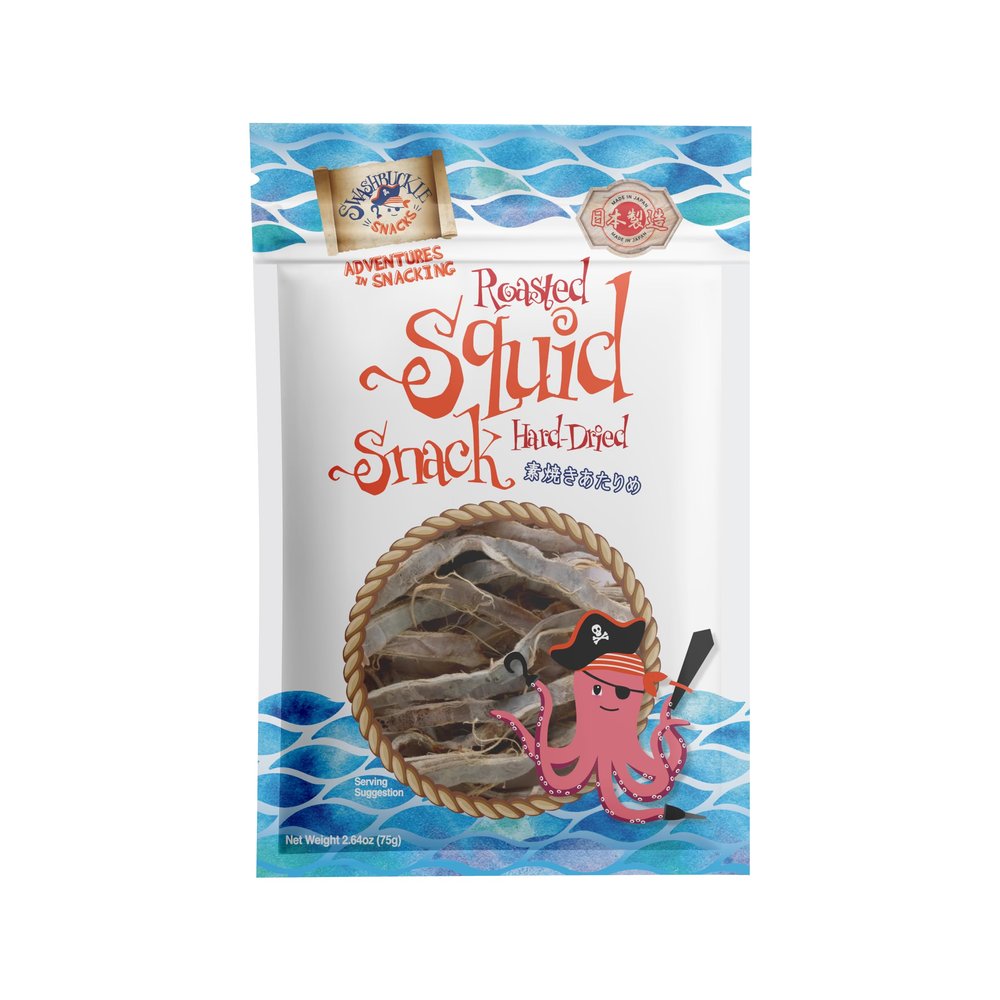 Hard-Dried Roasted Squid Snack, Atarime 2.64oz (75g), Authentic Japanese Snack by Swashbuckle Snacks, Made in Japan, Otsumami