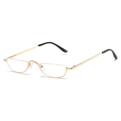 ALKAHE Half Moon Reading Glasses Semi Round Men Women Metal Readers Clear Lens Slim Half Frame Eyeglasses Gold 1.0