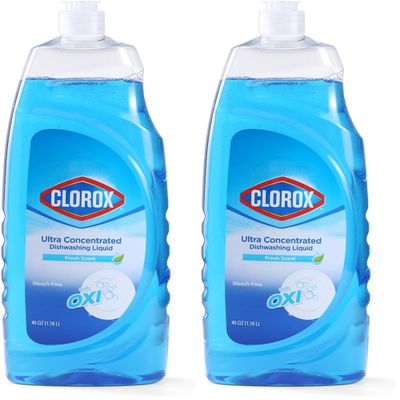 Clorox Liquid Dish Soap with Oxi in Fresh Scent, 40 Fl Oz | Bleach-Free Dishwashing Liquid Powers Through Grease to Wash Dishes and Clean | Ultra Concentrated Dishwashing Soap (Pack of 2)