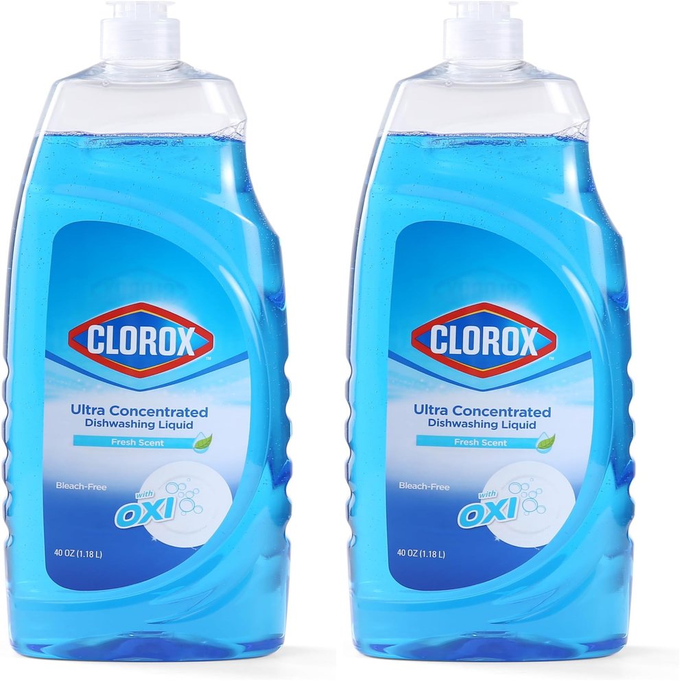 Clorox Liquid Dish Soap with Oxi in Fresh Scent, 40 Fl Oz | Bleach-Free Dishwashing Liquid Powers Through Grease to Wash Dishes and Clean | Ultra Concentrated Dishwashing Soap (Pack of 2)