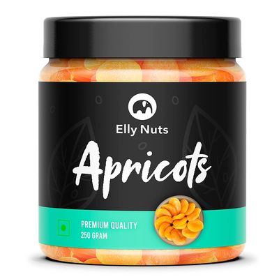 Elly Nuts Dried Apricot Dry Fruits 250 gms, Dried Apricot Soft and Big Size Khumani [Jar Pack] Apricots with Jar |apricots without shell 250gms Khumani Khubani