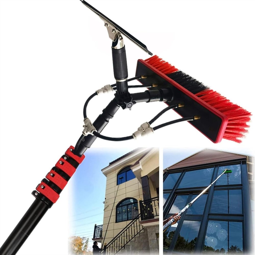 3.6-11M Solar Panel Cleaning Brush Squeegee with Inline Water Filter System,Water Fed Pole Kit with Telescopic Pole,Window Squeegee Kit Photovoltaic Solar Panel Glass Window Roof ( Size : 36FT/11M )