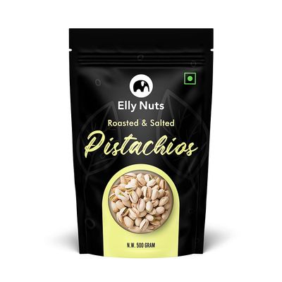Elly Nuts Whole Roasted Salted Pistachios with Shell 500 gms| Fresh and Dry Fruits Salted Pistachios