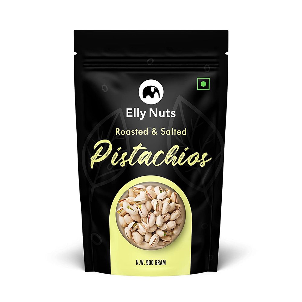 Elly Nuts Whole Roasted Salted Pistachios with Shell 500 gms| Fresh and Dry Fruits Salted Pistachios
