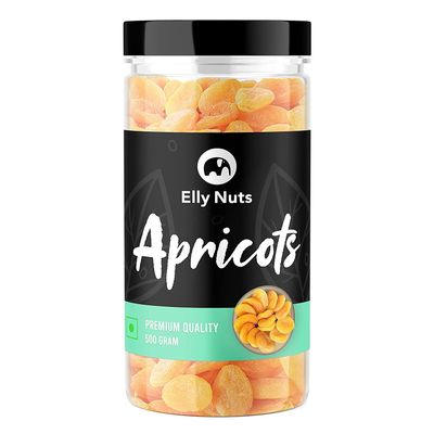 Elly Nuts Dried Apricot Dry Fruits 500 gms, Dried Apricot Soft and Big Size Khumani| Apricots with Jar |apricots without shell 500 gms Khumani Khubani