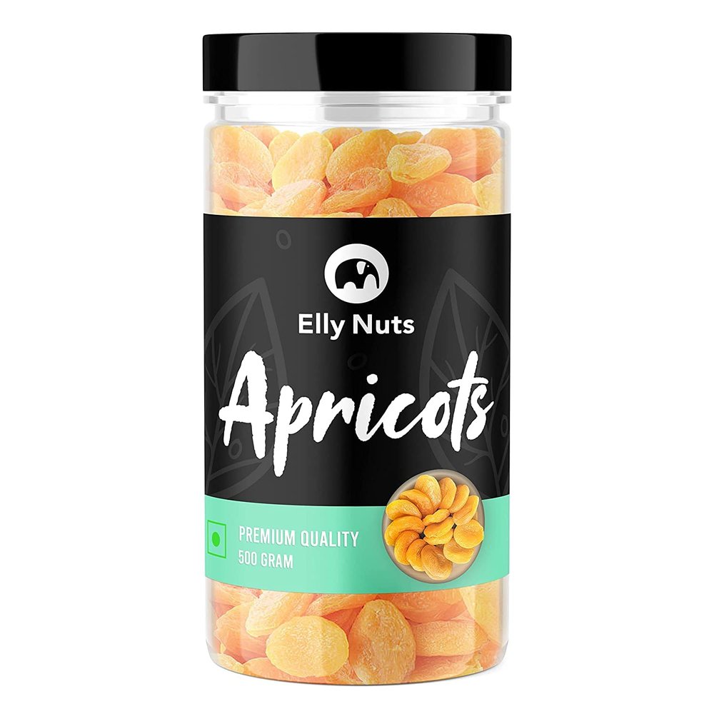 Elly Nuts Dried Apricot Dry Fruits 500 gms, Dried Apricot Soft and Big Size Khumani| Apricots with Jar |apricots without shell 500 gms Khumani Khubani