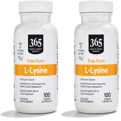 365 By Whole Foods Market, L Lysine 500 Mg Vegetable Capsules, 100 Count (Pack of 2)