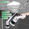 Electric Spin Scrubber, Cordless Cleaning Brush with Adjustable Extension Scrubber for Home, 9 Replaceable Brush Heads, 2 Speeds, Electric Cleaning Brush for Bathroom, Tub, Kitchen, Tile, Floor, car view 2