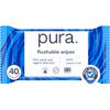 Pura Adult XL Flushable Unscented Wipes, 1 Pack of 40 Toilet Wipes Adult Wet Wipes, 99% Water & Aloe Vera, Personal Cleansing Wipes, Sensitive Skin view 1