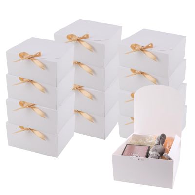 24 Pack White Gift Boxes with Lids, With lids bulk, Bridesmaid Proposal Box with Ribbon, Gift Boxes for Wedding, Birthday,Baby Shower and the other Parties. (White 10''x 8'' x 4'')