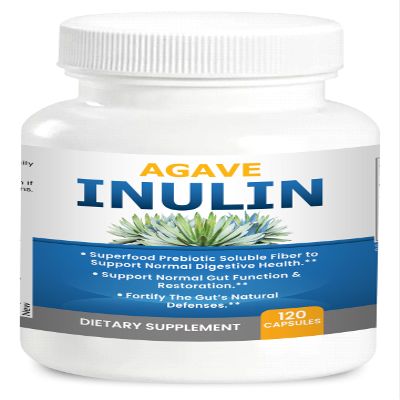Agave Inulin Capsules Digestive Support Soluble Fiber Prebiotic Agave Inulin 120 Ct.