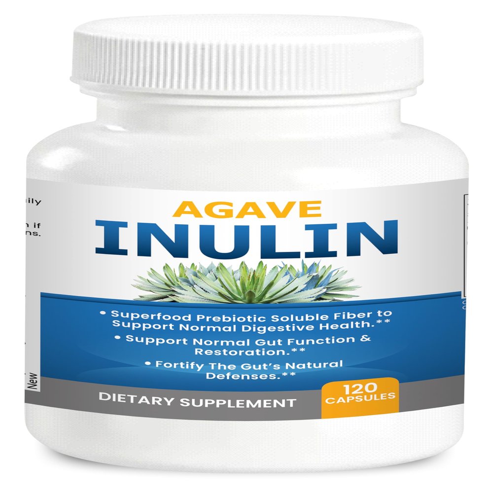 Agave Inulin Capsules Digestive Support Soluble Fiber Prebiotic Agave Inulin 120 Ct.
