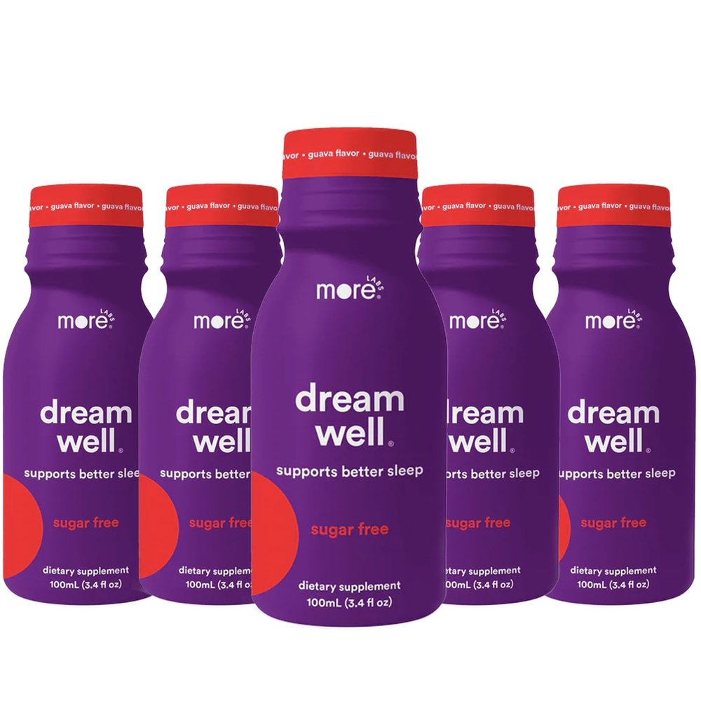 More Labs Dream Well Holistic Sleep Shot Drink 5 Pack | Non-Habit Forming | Lemon Balm, Melatonin and Glycine | Sleep Support Solution