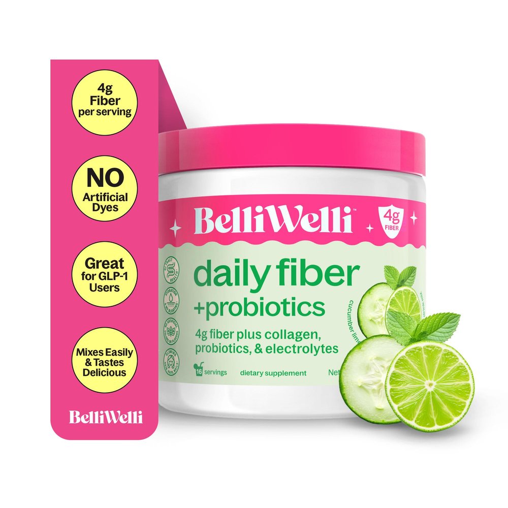 Belli Welli Fiber Supplement for Women & Men  Premium Daily Fiber Powder from Organic Acacia with Added Collagen, Electrolytes & Probiotics  No Bloat, Constipation & Gut Health Support (Cucumber)