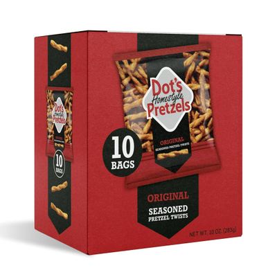 Dot's Homestyle Pretzels Original Seasoned Pretzel Twist Snack, 1oz Individually Sized Bag (10 Count)