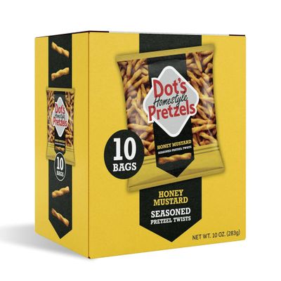 Dot's Homestyle Pretzels Honey Mustard Seasoned Pretzel Twist Snack, 1oz Individually Sized Bag (10 Count)