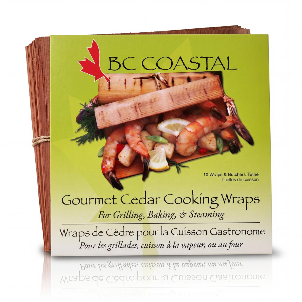 BC Coastal Premium Cedar Wraps for Grilling 6x 6 - Ultra-Thin Cedar Cooking Wraps for Grilling Salmon & Shrimps - Cedar Grilling Wraps - Cut Each Wrap into 3 to Make 30 Appetizers - (10 Wraps)