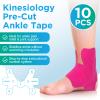 OK TAPE Precut Kinesiology Ankle Tape, 10 Pcs, Pain Relief, Prevent Ankle Sprain, Provide Support for Ankle Ligament, Elastic Athletic Tape, Breathable K Tape for Daily use - Pink view 2