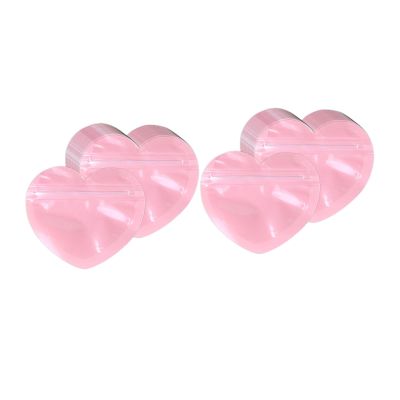 Jesscasday 100 Cellophane Cello Bag Heart Plastic Bags For Jewelry Packaging Valentines Day Sealing Cookie Bags Lock Pouch Cute Pink Heart Bags Multifunctional Packaging Bags Jewelry Storage And