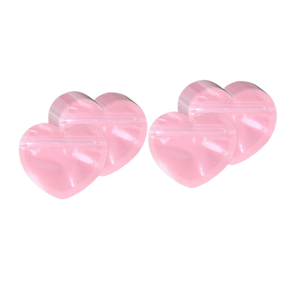 Jesscasday 100 Cellophane Cello Bag Heart Plastic Bags For Jewelry Packaging Valentines Day Sealing Cookie Bags Lock Pouch Cute Pink Heart Bags Multifunctional Packaging Bags Jewelry Storage And